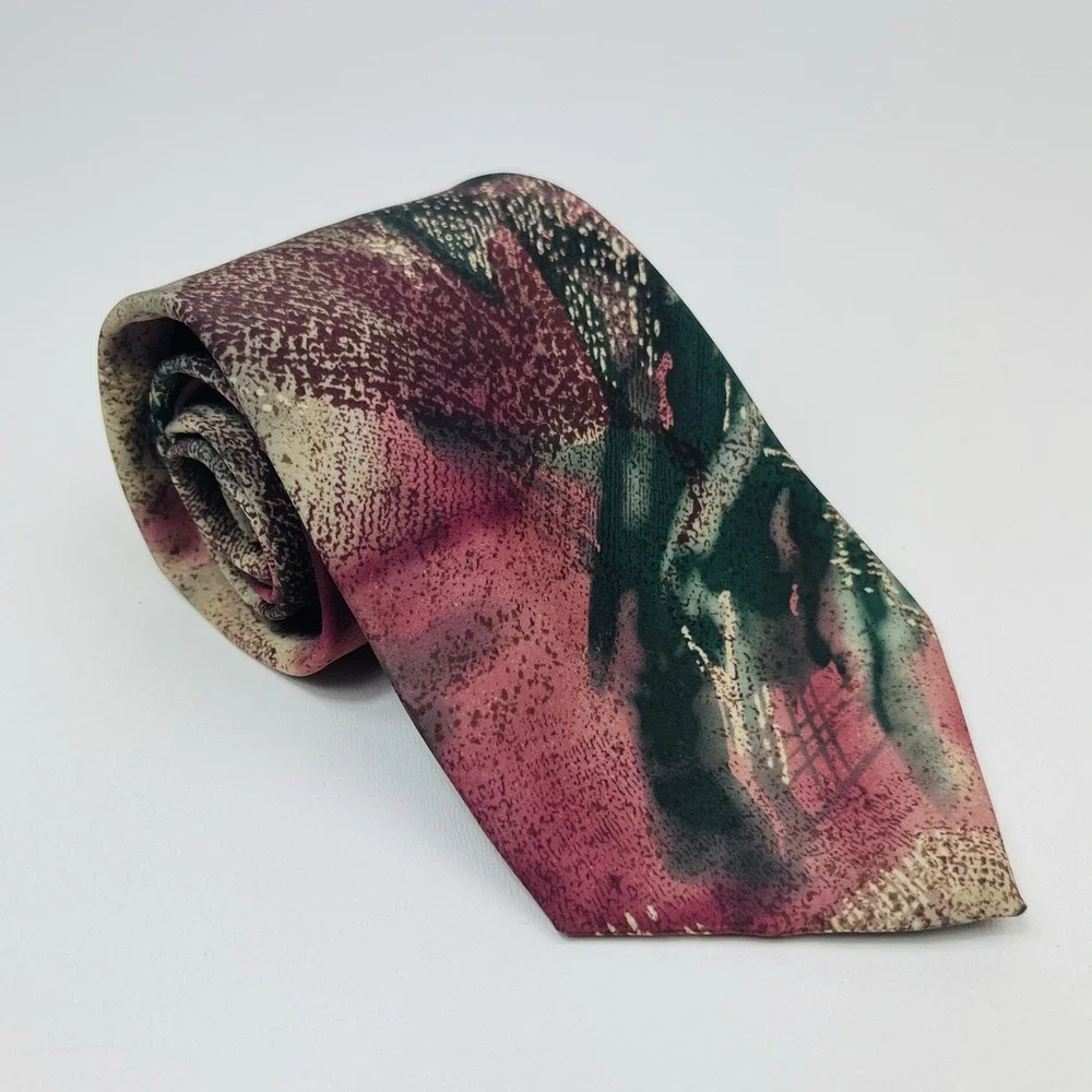 Vintage Principe‎ Tie Waterfloral Watercolor Floral Abstract Polyester 3.5